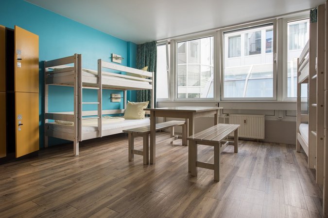 Spacious and bright dorm room with bunk beds